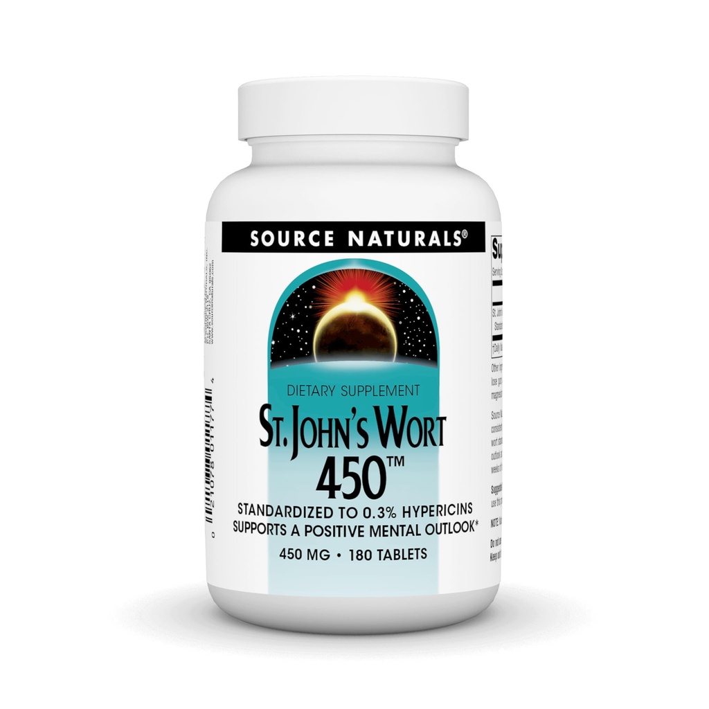 Bron Naturals St. John's Wort 450 mg Ondersteunt een positieve geestelijke Outlook - 180 tabletten