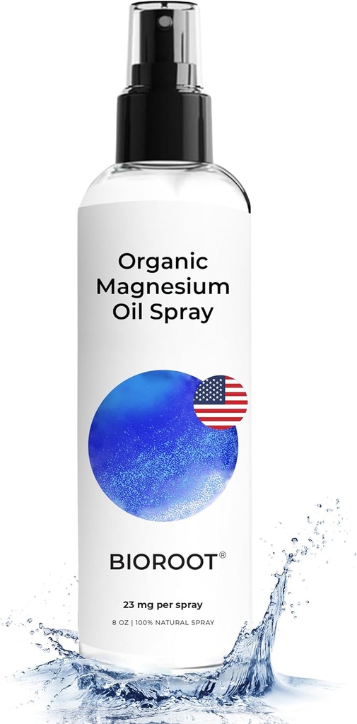 Biologische Magnesium Spray - 8oz (Single) - 100% Pure Magedium Oil, Fast Absorbing, Magnesium Spray for Feet & Body, USP Grade