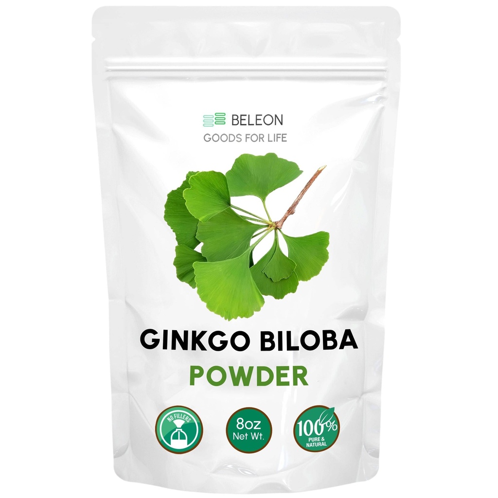 Ginkgo Biloba poudre 8 oz - Supplément naturel pur, soutien du cerveau, alerte mentale, sans remplissage