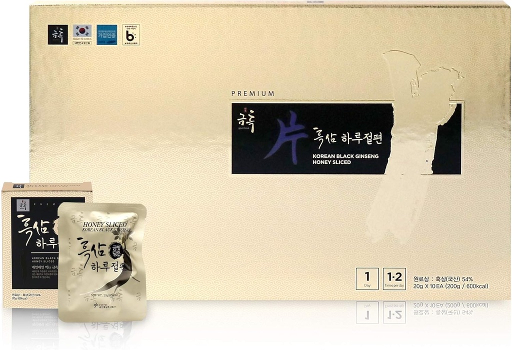 GeumHeuk Korean Black Honey Ginseng Root Sliced 20g X 10 Packs (200g) - Premium Quality Ginseng Boost Immunity and Promote Enhance Immunity, Mental Performance, Uithoudingsvermogen, Energie