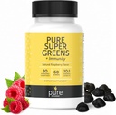 Super Greens Multivitamine Gummies pour adultes et enfants Immune Support Gummies - 30 Superfoods Suppléments végétaliens - Flacon de framboise naturel (60 comte)