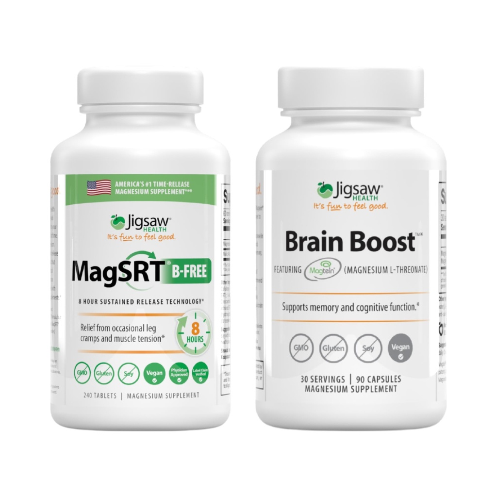 MagSRT (sans B), 240 comprimés et booster le cerveau, 90 capsules