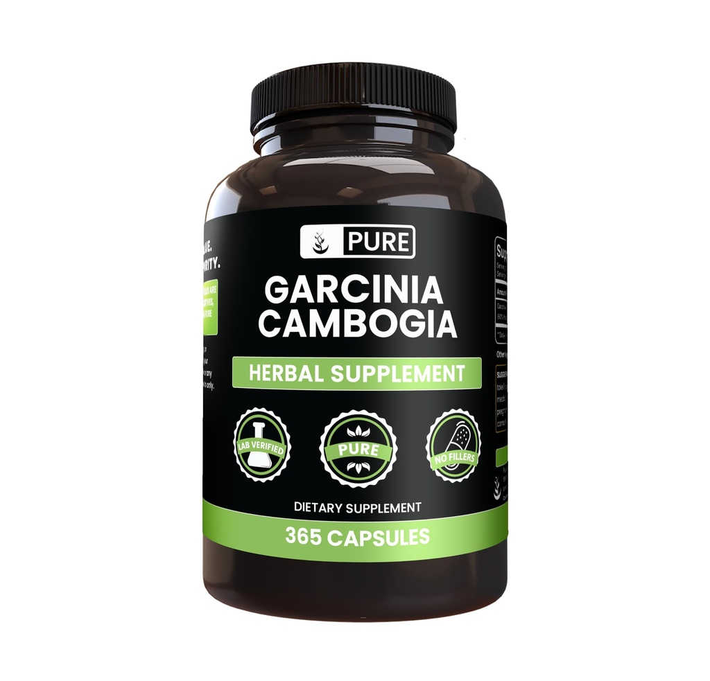 PURE ORIGINEEL INGREDIËNTEN Garcinia Cambogia, Geen Magnesium of Rijst Fillers, Altijd zuiver, Lab geverifieerd (365 Tel.)