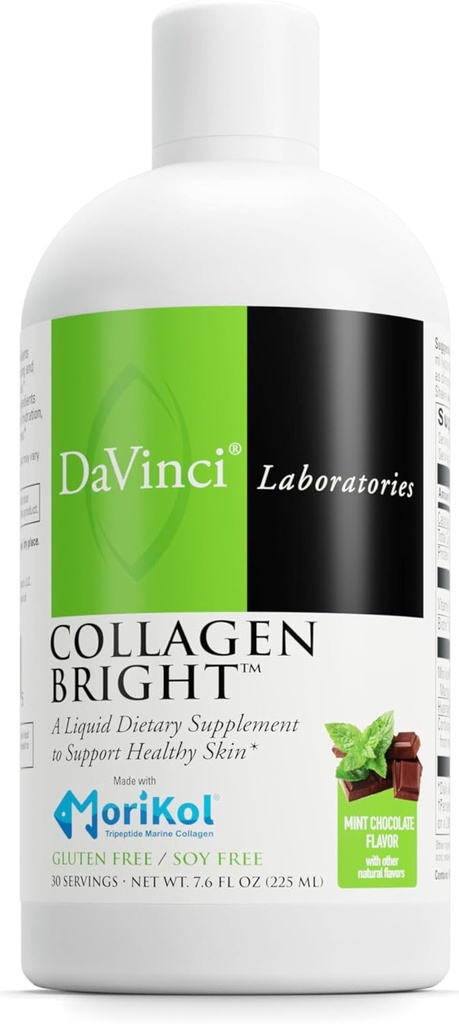 DAVINCI Laboratoria - Collageen Bright - Een vloeibaar dieet supplement ter ondersteuning van gezonde huid - Glutenvrij, sojavrij - Mint Chocolate - 30 porties, 7.6 Fl Oz