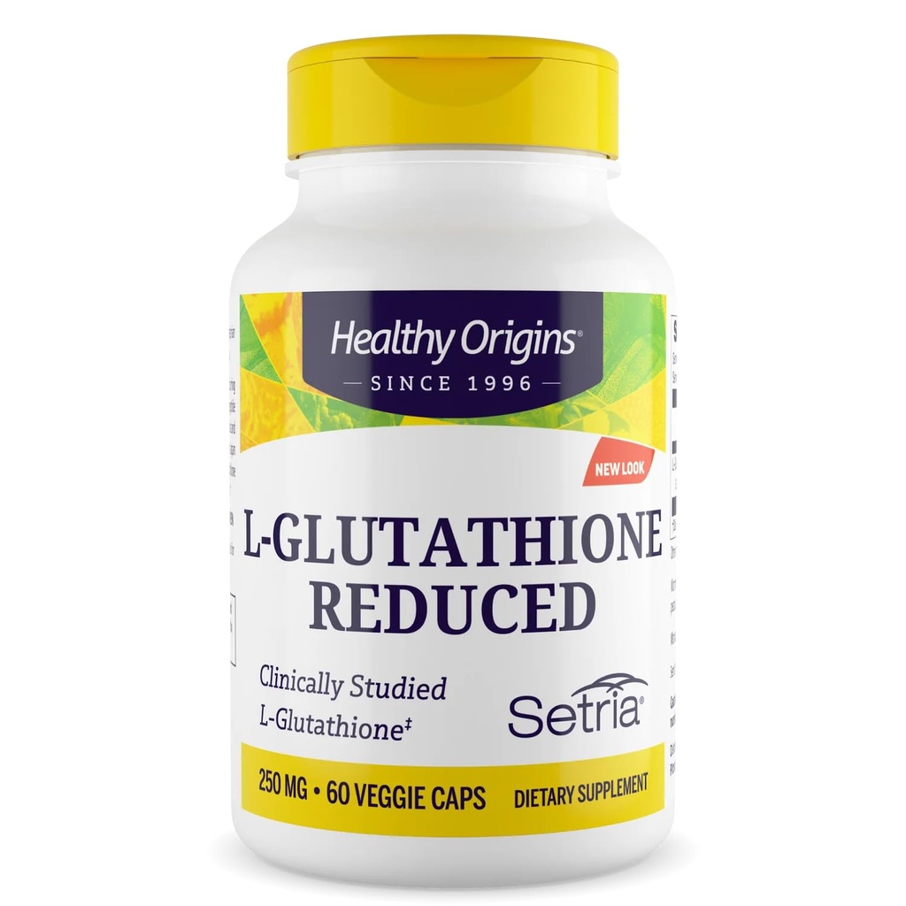 Gezonde oorsprongen L-Glutathione 250 mg (Setria, Non-GMO, Glutenvrij, Antioxidant, Immuun Ondersteuning, Huidondersteuning), 60 Veggie Caps