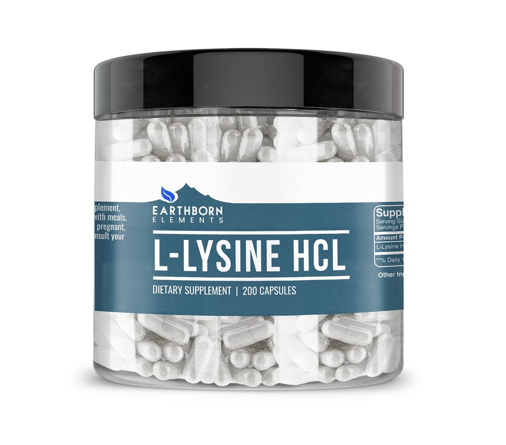 Earthborn Elements L-Lysine HCL 200 Capsules, Pure & onverdund, Geen Additieven
