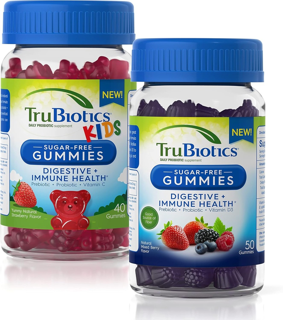 TruBiotics Sugar-Free Gummies for Digestief + Immune Health voor volwassenen en kinderen bundel
