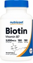 Nutricost Biotine (5.000 mcg) 150 Softgels - Vitamine B7 - Glutenvrij, Non-GMO