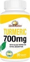 Rise-N-Shine 700 mg Kurkuma Curcumine met zwarte peper - Kruidensupplementen voor huid- en gewrichtsondersteuning - 30 dagen