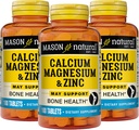 Mason Natural Calcium Magnésium & Zinc, 300, jour d'approvisionnement, soutient la santé normale des os et du système immunitaire Booster, 3 Pack