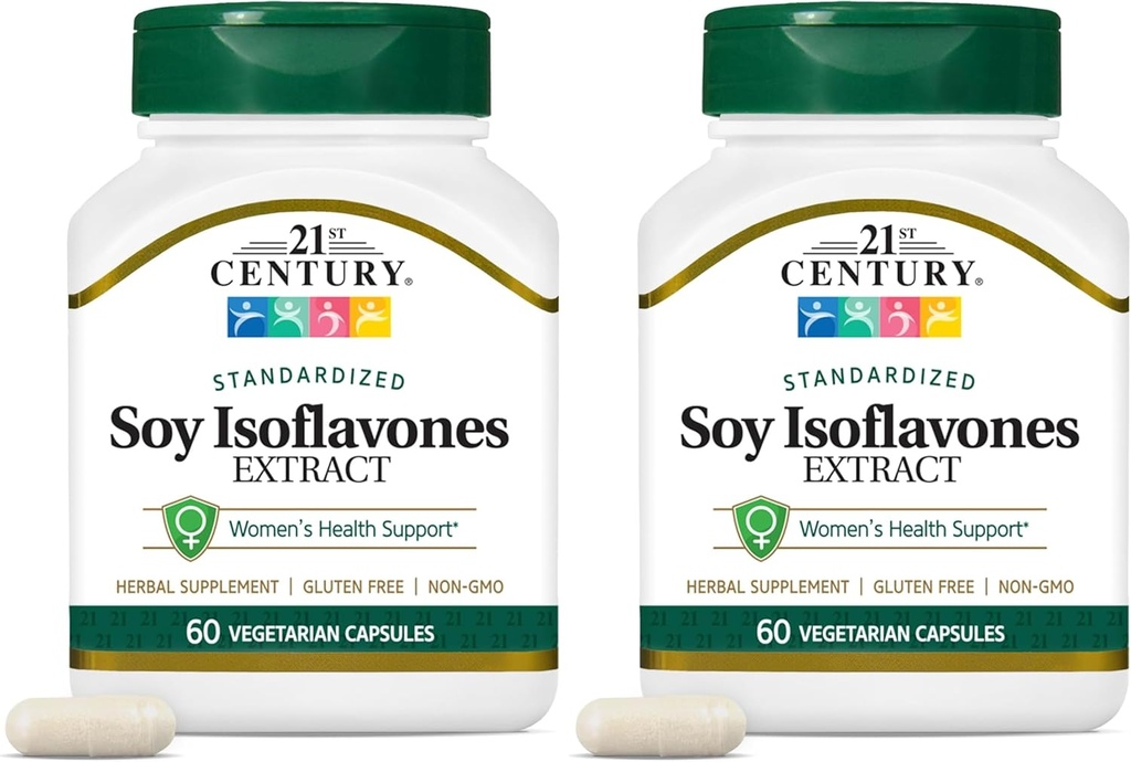 21e eeuw Soja Isoflavones Veg Capsules, 60Count (verpakking 2)