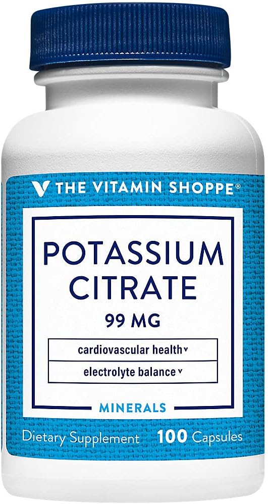 De vitamine Shoppe Kalium citraat 99MG, ondersteunt Cardiovasculaire en Cellulaire Gezondheid (100 capsules)