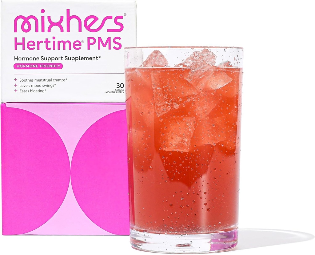 MIXHERS Hertime PMS - Hormonal Support for Women - PMS & Menstrual Comfort - with Chasteberry, Peony Roots, Siberische Ginseng - Supplement for Women - 15 Drink Packets - Sugar Free - Granaatappel Mango