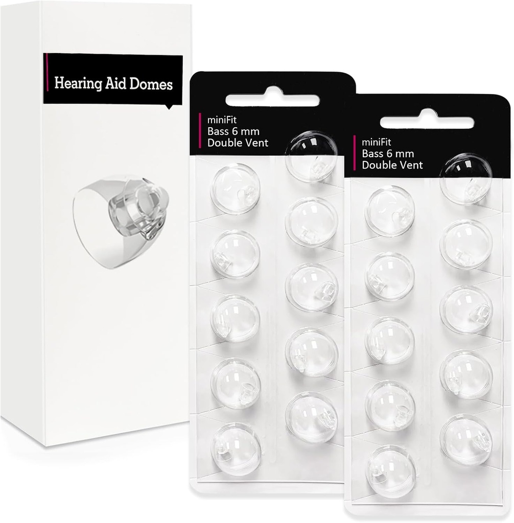 Double Vent 6mm-Hearing Aid Domes pour Oticon Minifit, Oticon Aid Aid, Remplacements Pièces Accessoires Universal Oticon Domes pour appareils auditifs Kits de nettoyage (20 Pcs)