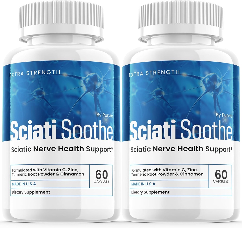 (2 Pack) Sciatisoothe Supplément pour Sciatica, Sciati Soothe Nerve Health, Sciatisoothe Capsules Vitamines, Sciatisoothe Advanced Global Wellness Support Maximum Strength Formula USA (120 Capsules)