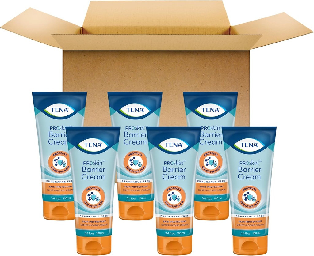 TENA ProSkin Barrière crème pour peau fragile, sans fragrance, 3,4 Fl. Oz, boîte de 6