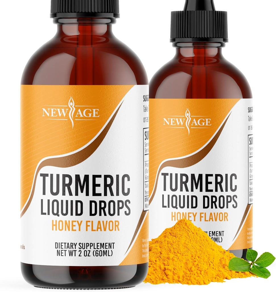 Kurkuma Curcumine Liquid Drops - Natuurlijke gezamenlijke en gezonde ondersteuning met 95% gestandaardiseerde Curcumaids voor de beste absorptie - Non-GMO, Glutenvrij 4 Fl Oz (pakket van 2)