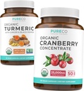 Kurkuma en Cranberry Concentraat (4-maandvoorraad) Cranberry Curcumin Bundel van biologische Kurkuma Curcumin met zwarte peper & gember (120 capsules) & Biologische Cranberry Concentraat 50:1 Extract (120 capsules)