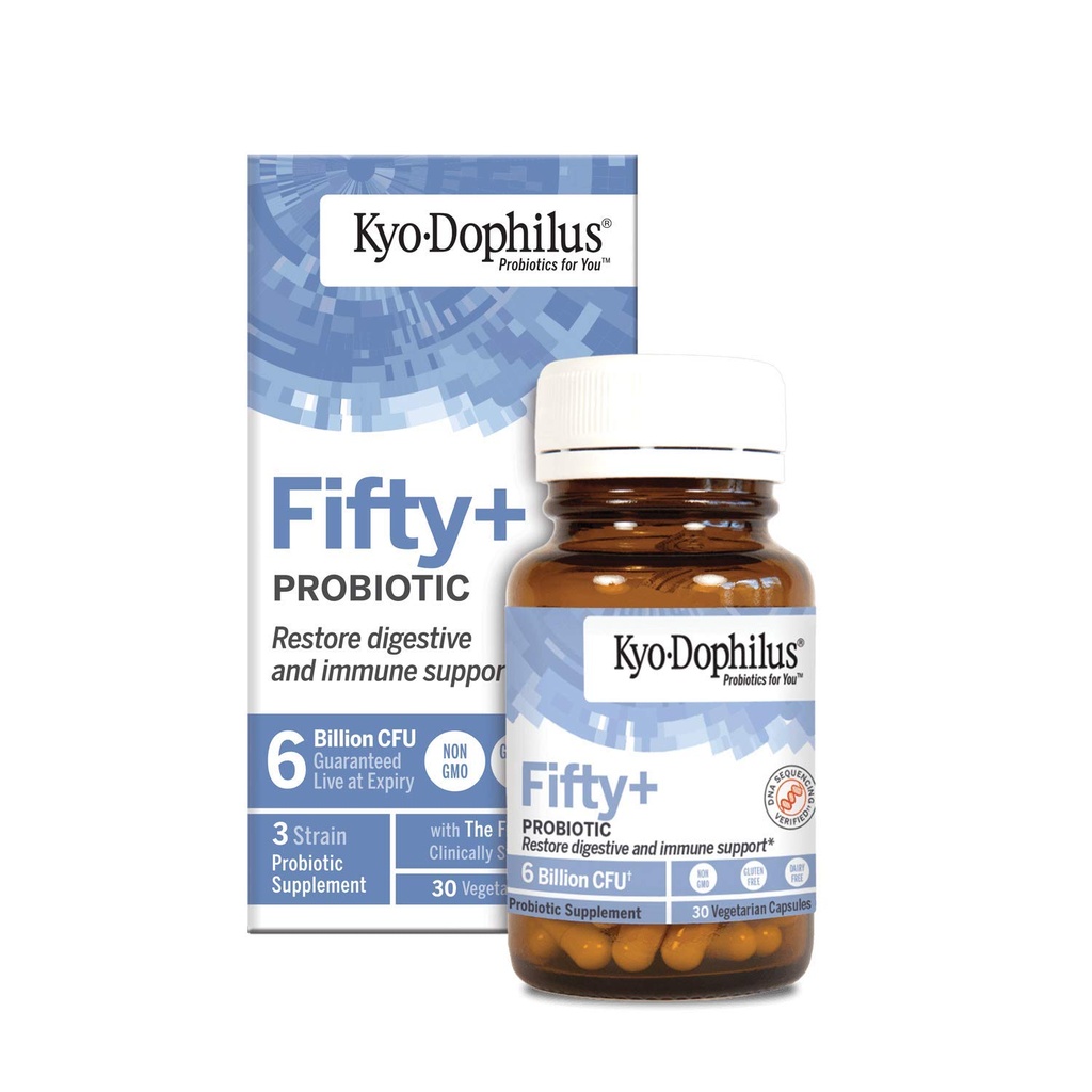 Kyo-Dophilus Fifty+ Probiotic, Restore Digestive and Immune Support*, 30 Capsules végétariennes