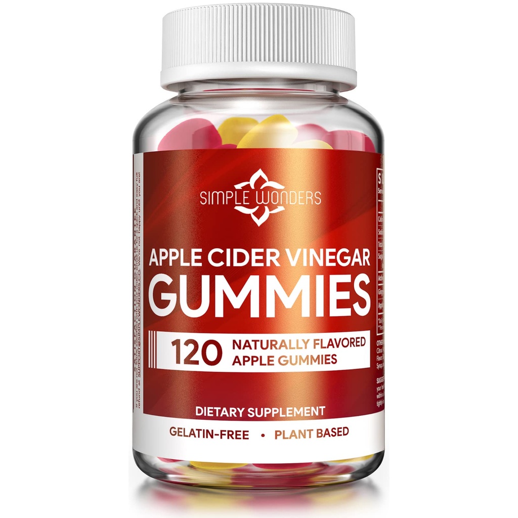 Apple Cider Vinegar Gummies with the Mother - ACV Gummies for Detox, Cleansing & Immune Support - Made with Black Wortel & Gember Dry Extract - Pectin Based, Non-GMO, Glutenvrij (120 Gummies)