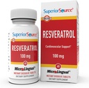 Superior Source Resveratrol 100 mg - Dieetsupplement voor gezonde veroudering - Ondersteunt hersenen en gezondheid van het hart - Niet-GMO en Glutenvrij - 60 MicroLingual Instant-dissolve tabletten