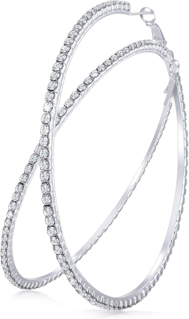 Grandes boucles d'oreilles en strass cristal brillant Boucles d'oreilles en strass pour femmes, 80 mm