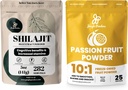 Jungle Powders Premium Duo: 5oz Raw Shilajit & 3.5oz Passion Fruitpoeder - Heren energiesteun, Immune Boost, met Freeze gedroogd Passion Fruitpoeder voor het bakken, Smoothies, Additive-Free Extract