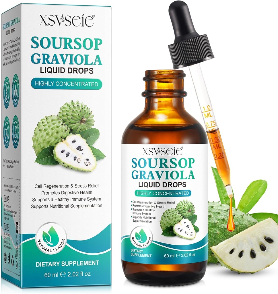 Soursop Bitters Liquid, Soursop Graviola Liquid Drops Natural Multivitamine Soursop Leaf Extract Drops Soursop Oil for Men & Women