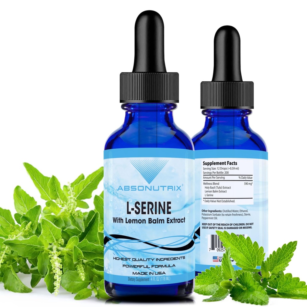 Absonutrix L-Serine Complex 500 mg - 4 Oz Liquid Large Bottle - 200 porties per fles Made in USA All Natural