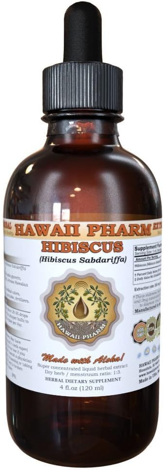 Hawaii Pharm Нibiscus Liquid Extract, Biologische Нibiscus Bloemen (Нibiscus Sabdarfa) Tinctuur Supplement 4 oz