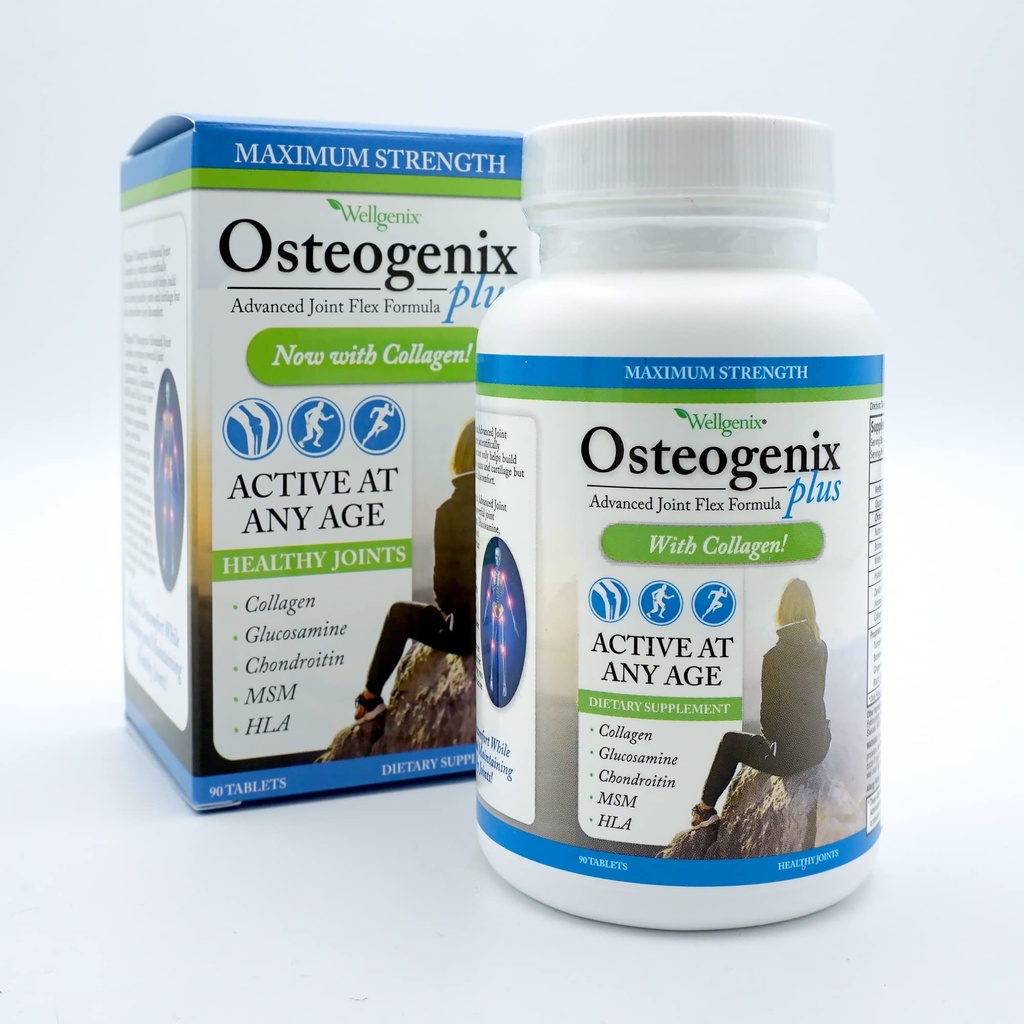 Wellgenix Osteogenix Advanced Joint Flex Formula (90 Ct) - Supplément de genou avec Collagen II, Glucosamine, Chondroïtine, MSM & HLA - Comprimés de soutien de lubrification et de confort pour hommes et femmes