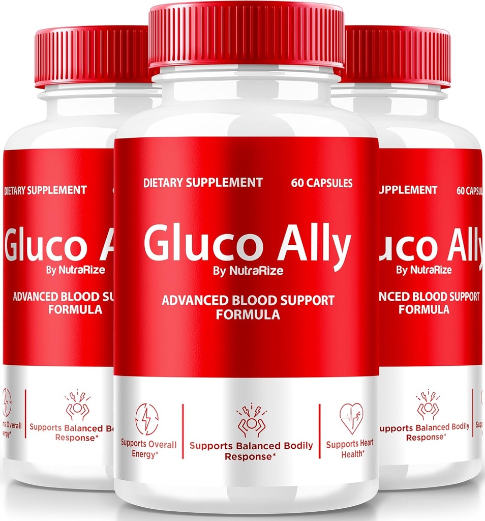 NutraRize (3 Pack) Gluco Ally Capsules, GlucoAlly Pills officiels, Formule de soutien complète, Supplément tout naturel pour maintenir des niveaux sains, Premium Gluco-Ally Capsulas Review (180 Capsules)