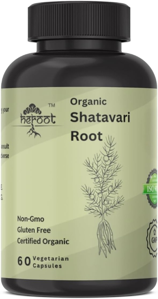Biologische Shatavari Root 500mg (Asparagus racemosus) Menstrual Cramp Relief, Menopauze Support, en de gezondheid van de vrouw 60 Capsules Hormonal Balance Support