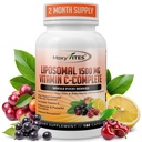 Liposomale vitamine C met zinkcapsules - Vit C Biologische vlierbessen, Amla, Camu Camu-vitaminea C Hoge Absorptie, Anti Veroudering, Immuunondersteuning, 1500mg/Serving 3 maanden Glutenvrije non-GMO Veggiecaps