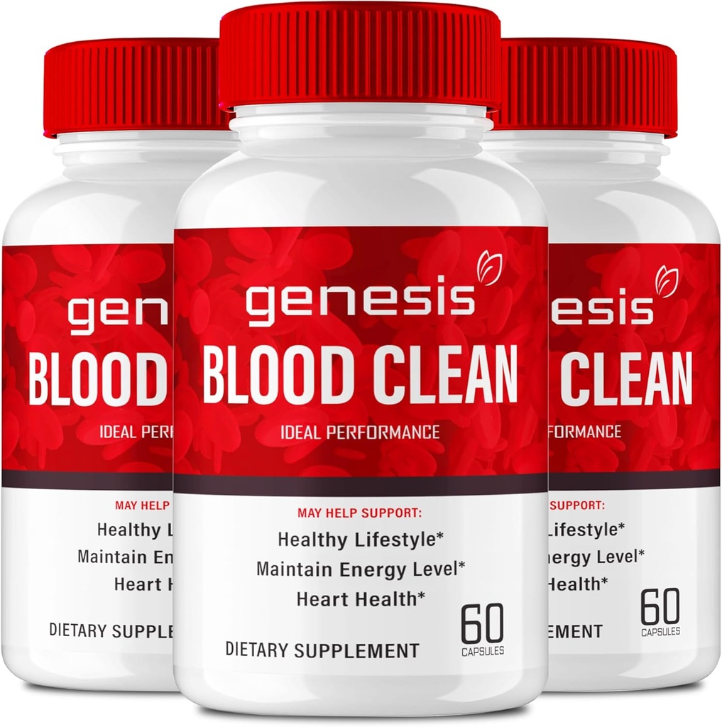 Genesis Blood Clean Capsules - Geavanceerde Formule Supplement voor maximale sterkte - Natuurlijke Blood Vessel Cleaner, GenesisBlood Clean Pillen, GenesisBloodClean Pastillas Reviews (3 Pack)