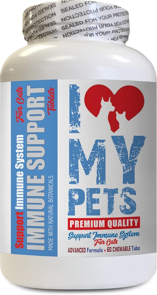 I LOVE MY PETS LLC kattenlever Ondersteuning Voedsel - CAT Immune Support - Booster - Gezond supplement - Melkdistel kat - 60 Treats (1 fles)