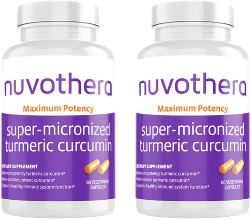 Nuvothera Super-gemicroniseerde Kurkuma Capsules 2-maand Supply Snelle Absorptie, Whole Root, Non-GMO, Skin, Gut Health & Antioxidants(120 Capsules)
