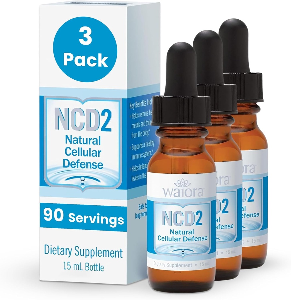 Waiora NCD2 Geactiveerde vloeibare Zeoliet druppels, mengen in voedsel/drinken, natuurlijke lichaamsreiniging & bevorderen Immune Support, alle natuurlijke, pH-balans Zeoliet Liquid Drops - 3 flessen (0,5 oz. ea.) 270 serv.