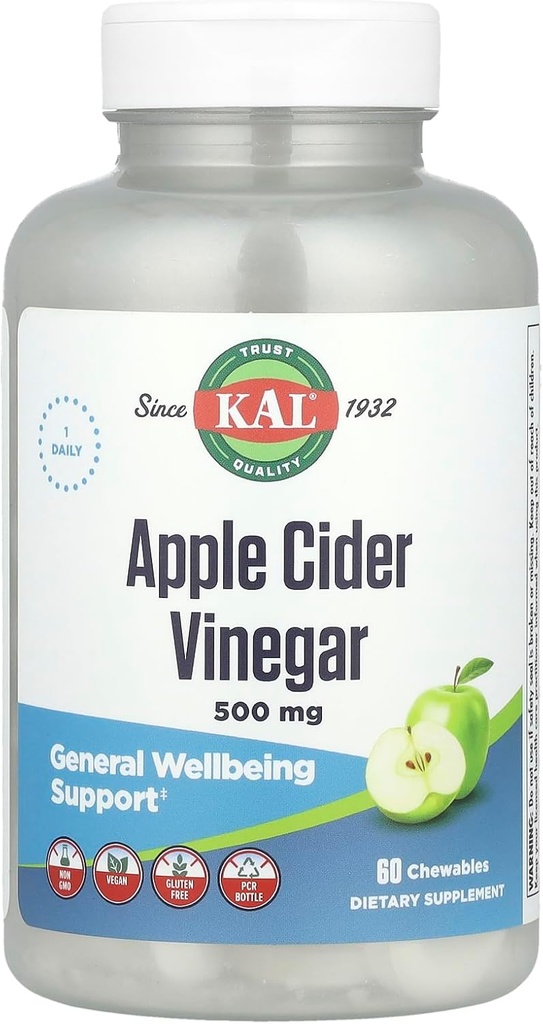 Kal Apple Cider Vinegar - 500 mg - 60 Kauwtabletten