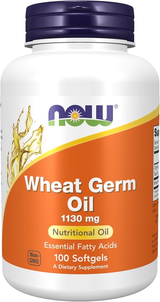 NOW Foods Supplementen, Tarwekiemolie 1,130 mg met essentiële vetzuren (EFA's), Voedingsolie, 100 Softgels