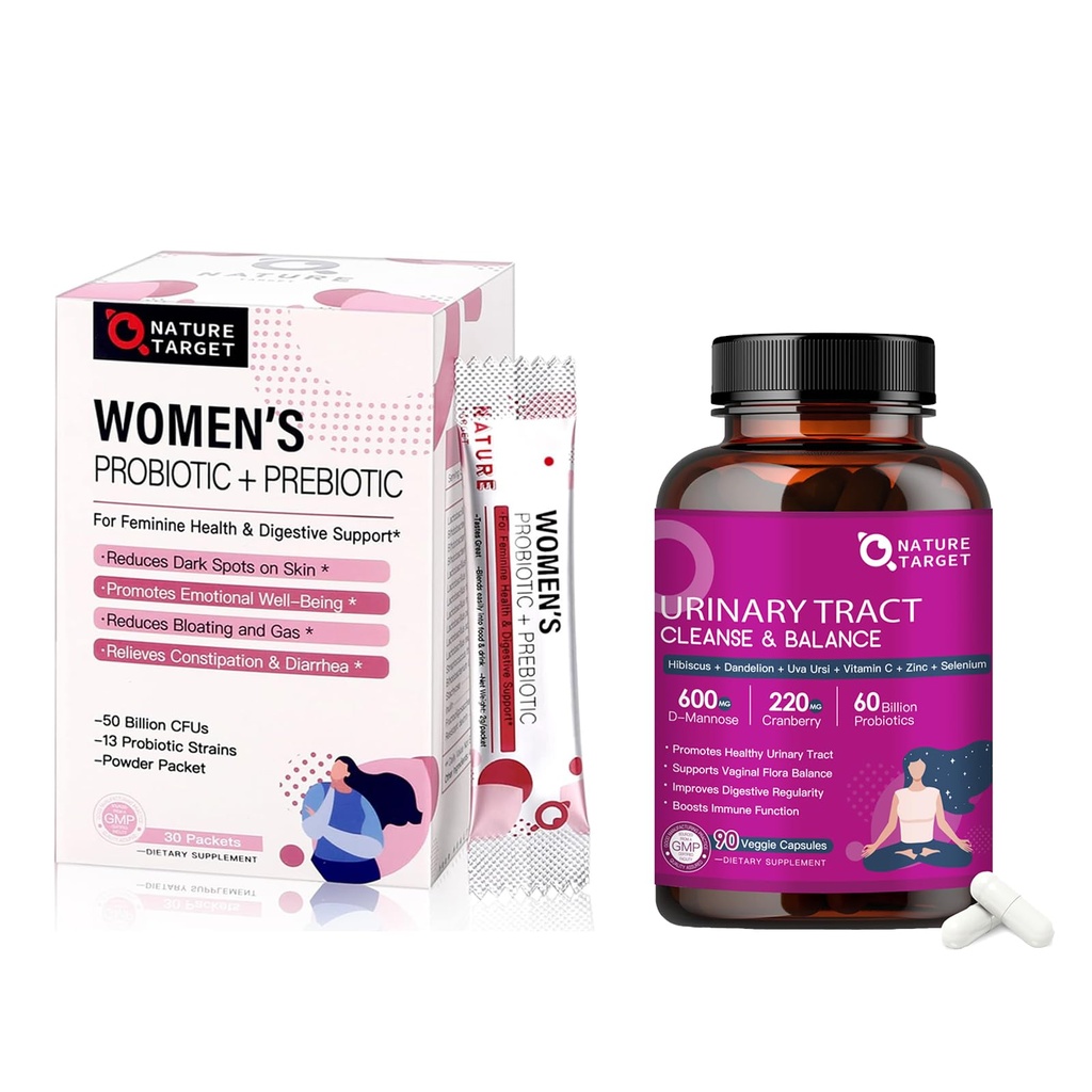 NATURE TARGET Probiotica voor vrouwen Digestieve gezondheid en urinetrek gezondheid met D Mannose & Cranberry