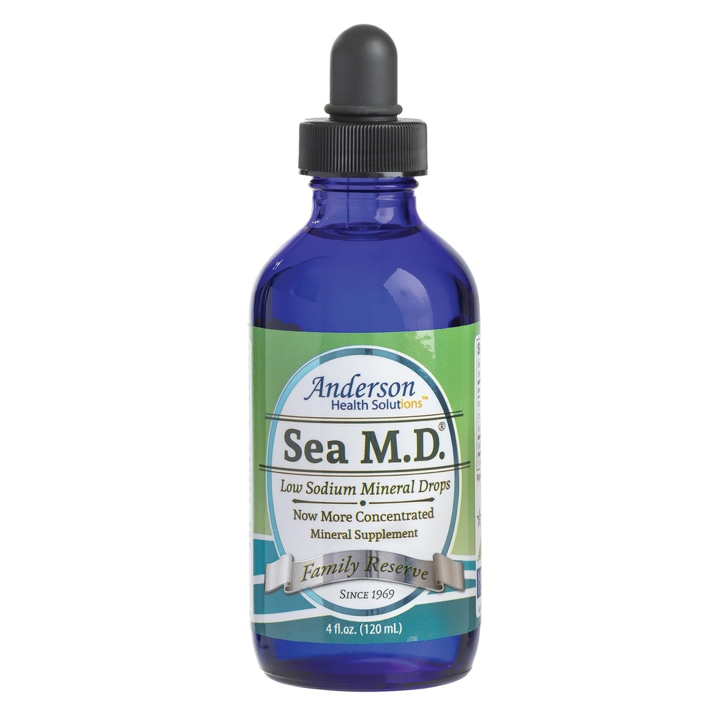 Anderson Sea M.D. gouttes minérales concentrées, supplément de magnésium électrolyte ionique, magnésium liquide, facile à prendre, 4 fl oz, 60 portions en bouteille de verre