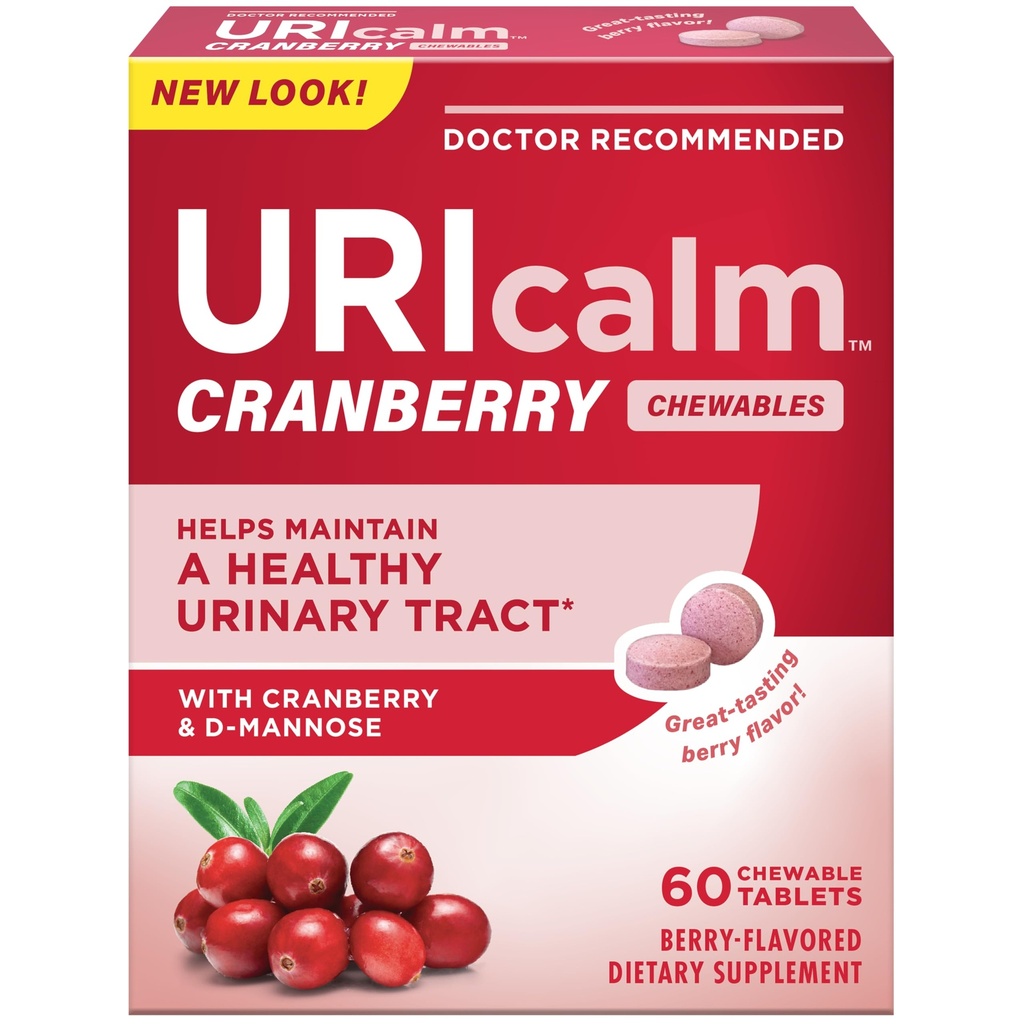 Uricalm Cranberry, Daily Dietary Supplement Chewable met D-Mannose, Berry, 60 Graaf