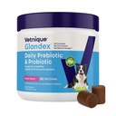 Vetnique Glandex Daily Probiotica voor honden met prebiotica om Gut Health te ondersteunen met vezels en spijsverteringsenzymen, Probiotische Kauwen of Poeders (60ct Kauwen, Bacon Kauwen)