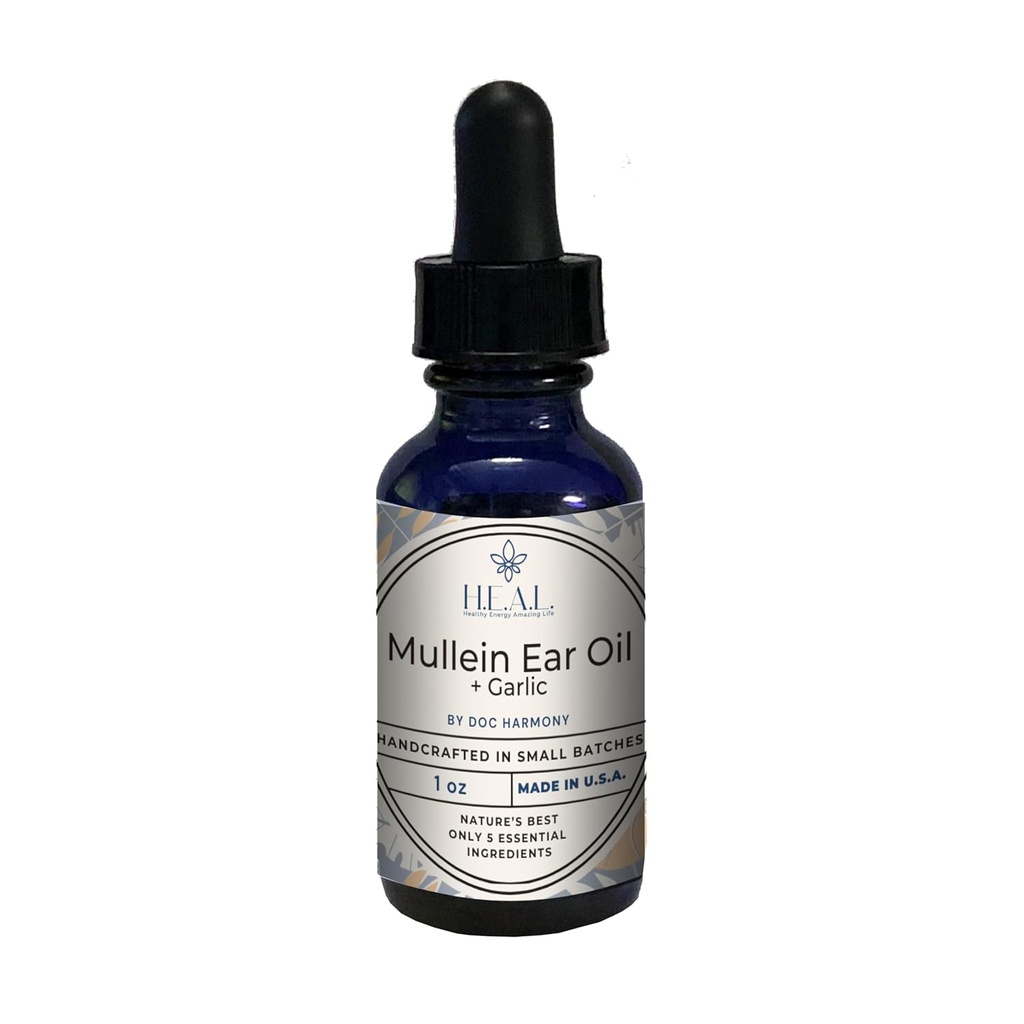 Harmony's Mullein oorolie + Knoflook Olie - 1oz voor droge, jeukende oren