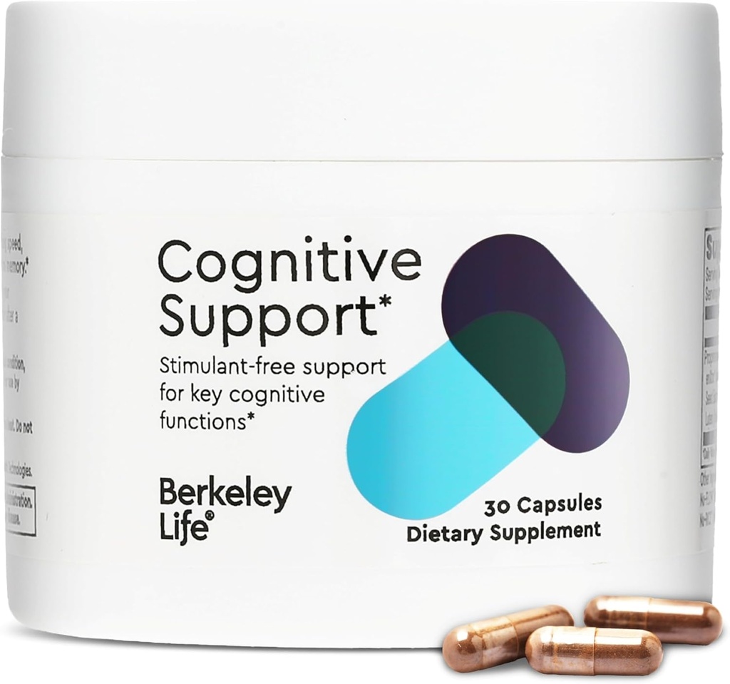 Berkeley Life Cognitive Support Supplement for Memory & Focus - Brain Health Supplements Supports Memory Loss, Mental Clarity, Inability to Multitask & Loss of Speed - for Adults - 30 Capsules