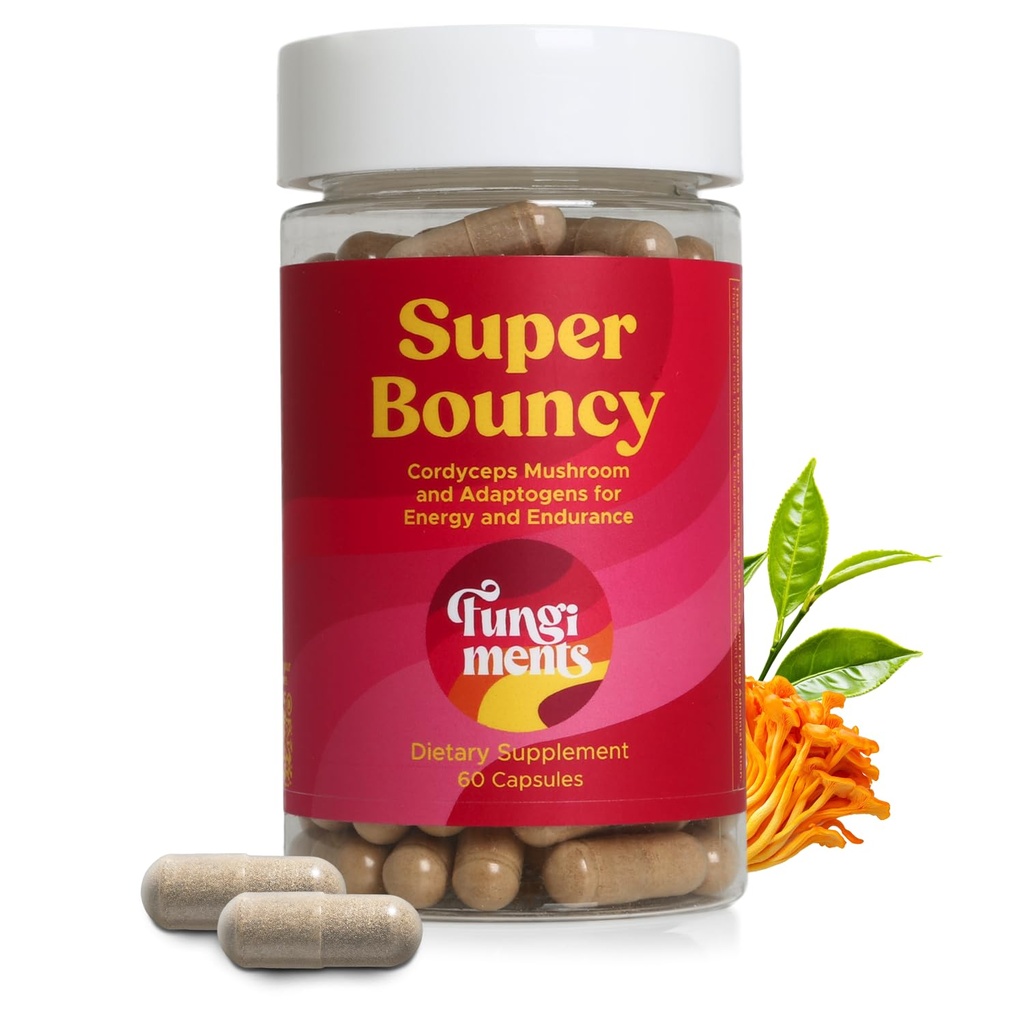 Schimmels Super Bouncy - Paddestoelen - Cordyceps Paddenstoelen, Groene Thee, Ginseng - Energie en Focus (60 capsules)
