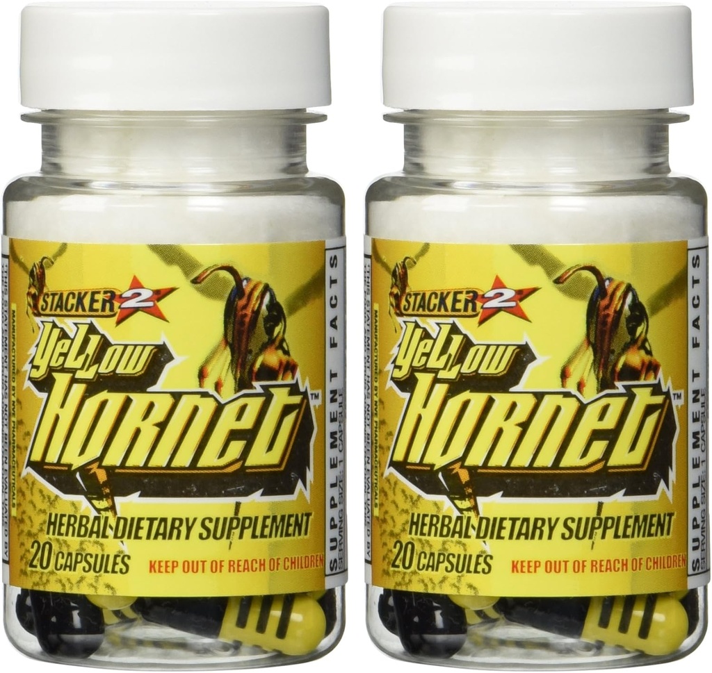 Stacker 2 Yellow Hornet Ephedra gratis - 2 flessen - 40 capsules