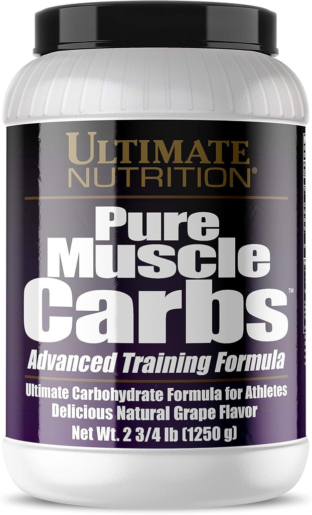 Ultimate Nutrition Pure Muscle Carbs - Complex Carbohydraat Powder for Sustained Energy - No Fat, No Cholesterol -Calorie for Muscle Gainers and Athletes, Grape, 2,75 Pounds