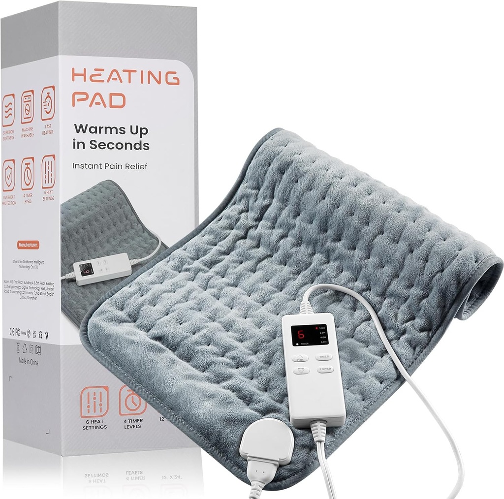 Verwarmingskussen voor rugpijn verlichting en krampen, KOT Verwarmingskussens met automatische afsluitbare grote, 6 warmte-instellingen elektrische verwarmde pad, cadeaus voor vrouwen, geschenken voor mannen, 12" x 24"